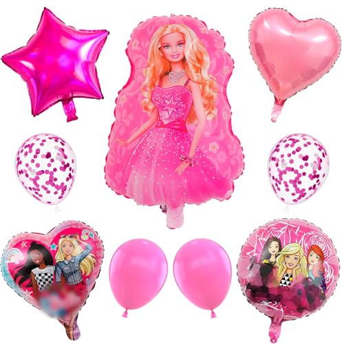 Luftballons Geburtstag Deko, 9 Stück Bar-bi Geburtstagsdeko Pink Party Supplies mit Folienballons, Prinzessin Kindergeburtstag Deko für Mädchen Luftballons Geburtstag Deko, 9 Stück Bar-bi Geburtstagsdeko Pink Party Supplies mit Folienballons, Prinzessin Kindergeburtstag Deko für Mädchen von Heartsking