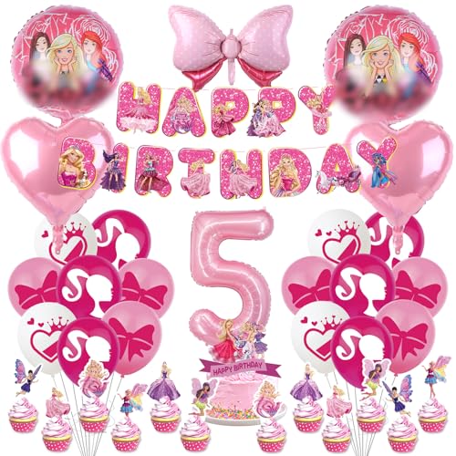 Prinzessin Geburtstag Deko Für MäDchen 5 Jahre, 38 Stück Geburtstag Deko Set MäDchen Mit Luftballon Rosa Tortendeko Happy Birthday Banner Ballons FüR Kinder Frauen Cartoon Theme Party Supplies Prinzessin Geburtstag Deko Für MäDchen 5 Jahre, 38 Stück Geburtstag Deko Set MäDchen Mit Luftballon Rosa Tortendeko Happy Birthday Banner Ballons FüR Kinder Frauen Cartoon Theme Party Supplies von Heartsking
