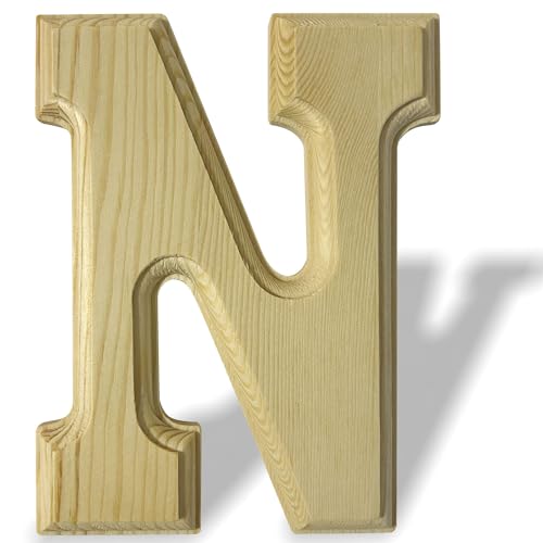 15,2 cm große Buchstaben aus Kiefernholz, unlackierte Holzbuchstaben für Wand, Weihnachtsdekoration, stehende Buchstaben, Scheiben, Schild, Dekoration (N) von Heather's cf