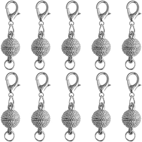 Magnetische Halskettenverschlüsse und Verschlüsse für die Schmuckherstellung, 10 Sets, sichere Karabiner-Magnetverschlüsse für Halsketten und Armbänder, silberfarbene Schmuckverschlüsse, 8 mm Magnetische Halskettenverschlüsse und Verschlüsse für die Schmuckherstellung, 10 Sets, sichere Karabiner-Magnetverschlüsse für Halsketten und Armbänder, silberfarbene Schmuckverschlüsse, 8 mm von Heather's cf