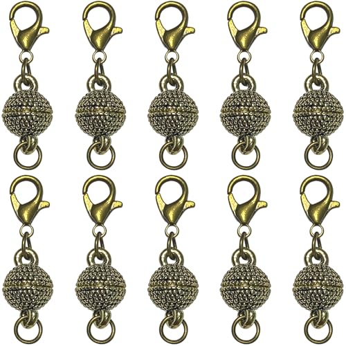 Magnetische Halskettenverschlüsse und Verschlüsse zur Schmuckherstellung, 10 Sets, sichere Karabiner-Magnetverschlüsse für Halsketten und Armbänder, Messing-Schmuckverschlüsse, 8 mm Magnetische Halskettenverschlüsse und Verschlüsse zur Schmuckherstellung, 10 Sets, sichere Karabiner-Magnetverschlüsse für Halsketten und Armbänder, Messing-Schmuckverschlüsse, 8 mm von Heather's cf
