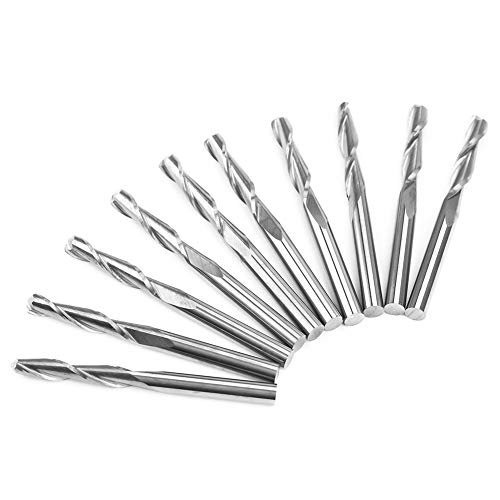 Heaveant Hartmetall Kugelkopffräser, 10 PCS CNC Fräser Doppelflöte Spiralfräser, Radiusfräser für Stahl Metall Holz Acryl Kunststoff (3.175 x 17 mm) von Heaveant
