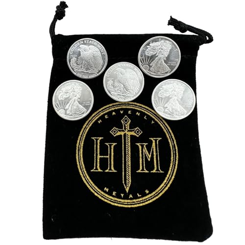 Lot of (5) 1/283.5 g Walking Liberty Silver Rounds in Heavenly Metals Pouch von Heavenly Metals