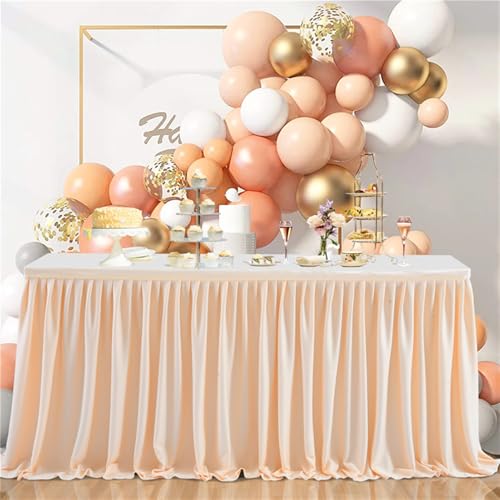 Heavyoff Champagner Tischröcke für Babyparty, Tischdekoration Tischrock für Kuchen, Tischdecke für Hochzeit Geburtstag Neujahr Taufe, 243x77cm Heavyoff Champagner Tischröcke für Babyparty, Tischdekoration Tischrock für Kuchen, Tischdecke für Hochzeit Geburtstag Neujahr Taufe, 243x77cm von Heavyoff