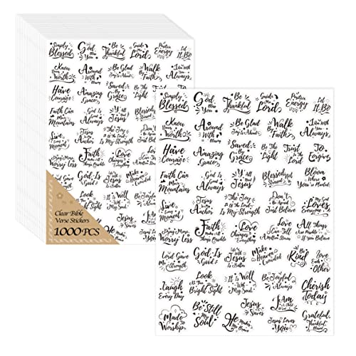 1000 Stück Bibelvers-Aufkleber, transparent, inspirierend, Betaufkleber, ermutigend, Schrift, Aufkleber, Jesus, christlich, religiöser Glaube-Etiketten für Sammelalben, Album, Kinder und Erwachsene 1000 Stück Bibelvers-Aufkleber, transparent, inspirierend, Betaufkleber, ermutigend, Schrift, Aufkleber, Jesus, christlich, religiöser Glaube-Etiketten für Sammelalben, Album, Kinder und Erwachsene von Hebayy