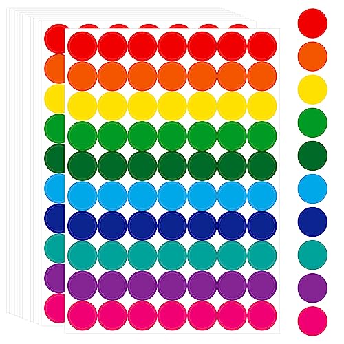 1050 Stück farbige Punktaufkleber, 10 leuchtende, runde Polka-Kreis-Etiketten für Lager, Einzelhandel, Heimorganisation, Klassenzimmer, Büro, Gastronomie und Medizin (jeweils 1.9cm) von Hebayy