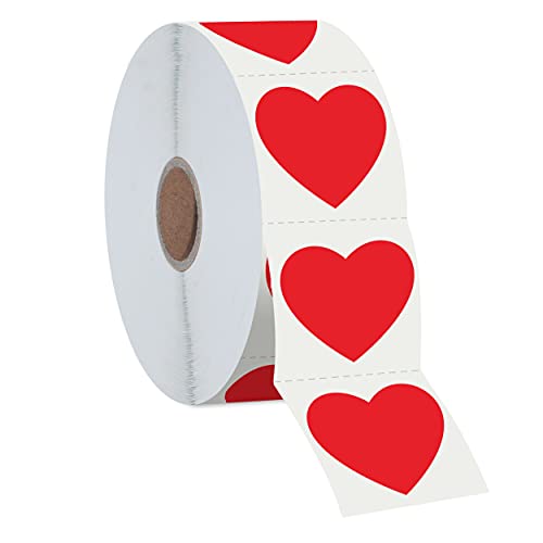 1200 Stück rote Herz-Aufkleber mit Perforationslinie auf Rolle, Verwendung für Valentinstag, Preislisten, Blutspenden, Arztpraxen, Lehrer und Klassenzimmer, Lesezeichen (3.8 cm Durchmesser) von Hebayy