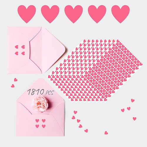 1810 Stück rosa herzförmige Aufkleber, selbstklebende Farbcodierungs-Aufkleber, liebevolle dekorative Etiketten für den Einsatz an Valentinstag, Feiertagen, Geschenken, Hochzeiten, Jubiläen (je 1.3cm) von Hebayy