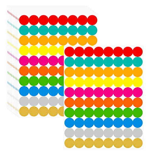 2720 Stück 2.5cm Runde Punktaufkleber Farbkodierung Etiketten Markierungspunkte in 10 Farben von Hebayy