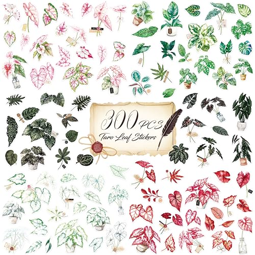 300 Stück PVC Taro-Blatt-Sticker, selbstklebende PVC-Grünpflanzen-Sticker Naturpflanzen-Aufkleber für Scrapbook, Laptop, Tagebuch, DIY-Projekt, Partydekoration 300 Stück PVC Taro-Blatt-Sticker, selbstklebende PVC-Grünpflanzen-Sticker Naturpflanzen-Aufkleber für Scrapbook, Laptop, Tagebuch, DIY-Projekt, Partydekoration von Hebayy