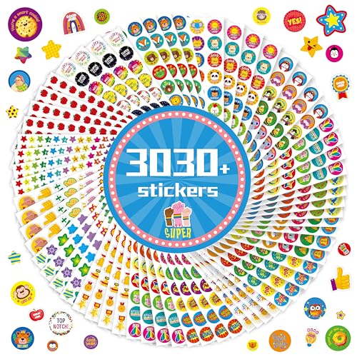 3030+ STÜCK Anreizaufkleber, 600+ Designs Tiere/Regenbögen/Medaillen/Sterne Motivationsaufkleber Belohnungsgeschenke für Lehrer, Eltern und Klassenräume, um Kinder zu ermutigen (64 Blätter) von Hebayy