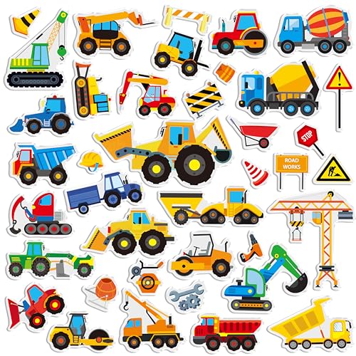 39PCS Baustellenfahrzeug-Gel-Sticker, abnehmbare wiederverwendbare dicke Ingenieurfahrzeug-Klebefolie für Fenster, Türen, Zuhause (nicht essbar) von Hebayy