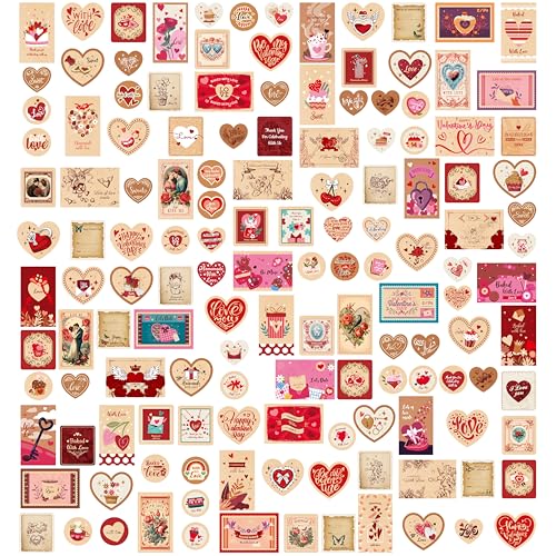 420 Stück Kraft Valentine Aufkleber, lebhafte Liebesaufkleber selbstklebende Liebesdekorationsetiketten, für Paare, Valentinstag, Geschenke, Hochzeit, Jubiläum, Scrapbook-Dekorationen (15 Bögen) von Hebayy