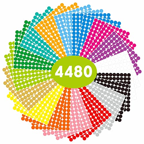 4480 Stück; jeweils 1,9 cm Durchmesser; rund; mit Kreisen gepunktet; Aufkleber/Etiketten; Riesenpackung; sortiert in 16 Farben; 4480 Stück; jeweils 1,9 cm Durchmesser; rund; mit Kreisen gepunktet; Aufkleber/Etiketten; Riesenpackung; sortiert in 16 Farben; von Hebayy