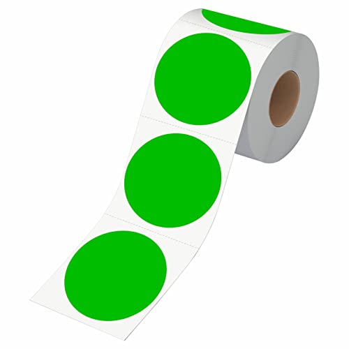 500 Stück runde grüne Inventaraufkleber, Kreispunkte Farbkennzeichnungs etiketten mit Perforationslinie in einer Rolle (7.6 cm Durchmesser) von Hebayy