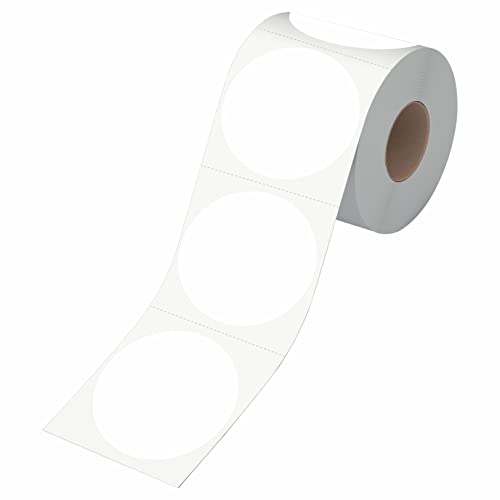 500 Stück runde weiße Inventaraufkleber, Kreispunkte Farbkennzeichnungs etiketten mit Perforationslinie in einer Rolle (7.6 cm Durchmesser) von Hebayy