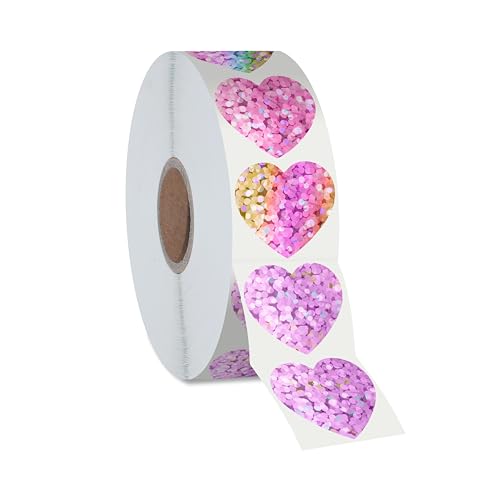 500 Stück Glitzer-Herzaufkleber, rosa metallische funkelnde Aufkleber, wasserfeste selbstklebende reflektierende Herz-Aufkleber, dekorative Etiketten für Hochzeit, Valentinstag-Zubehör (2.5cm) von Hebayy