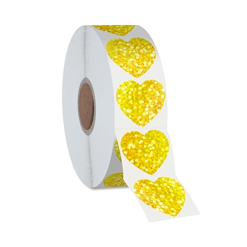 500 Stück Goldene Glitzer-Herzaufkleber, goldene metallische glänzende Aufkleber selbstklebend, wasserdichte reflektierende Herz-Aufkleber, dekorative Etiketten für Hochzeit, Valentinstag-Zubehör 500 Stück Goldene Glitzer-Herzaufkleber, goldene metallische glänzende Aufkleber selbstklebend, wasserdichte reflektierende Herz-Aufkleber, dekorative Etiketten für Hochzeit, Valentinstag-Zubehör von Hebayy
