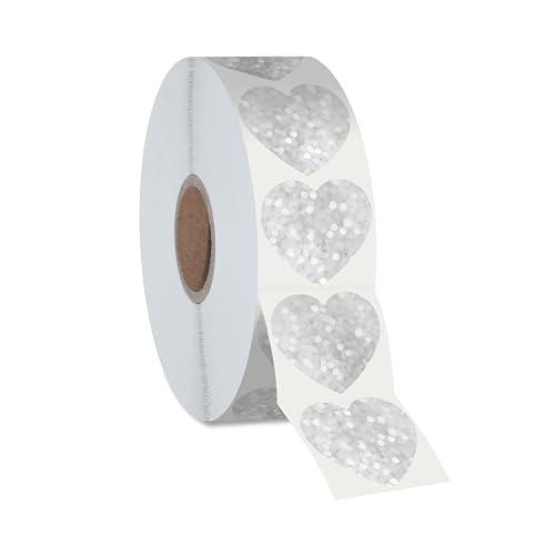 500 Stück Silberne Glitzer-Herzaufkleber, silberne metallische funkelnde Aufkleber mit Selbstklebefunktion, wasserdichte reflektierende Herzaufkleber, dekorative Etiketten für Valentinstag-Zubehör 500 Stück Silberne Glitzer-Herzaufkleber, silberne metallische funkelnde Aufkleber mit Selbstklebefunktion, wasserdichte reflektierende Herzaufkleber, dekorative Etiketten für Valentinstag-Zubehör von Hebayy
