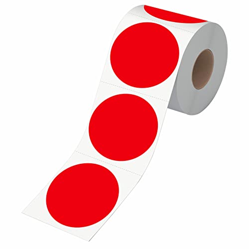 600 Stück runde rote Inventaraufkleber, Kreispunkte Farbkennzeichnungs etiketten mit Perforationslinie in einer Rolle (5 cm Durchmesser) von Hebayy