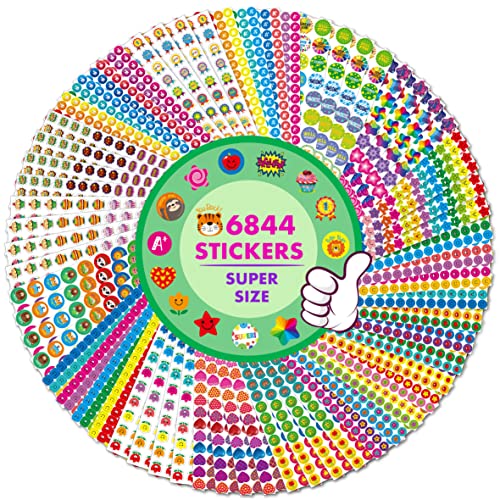 6844 Stück Anreizaufkleber, 64 Blätter runde Aufkleber, Tiere Donuts Cupcakes Sterne Herzen Motivierende Lehrer Klassenzimmer Belohnungsgeschenke Ermutigen Kinder, Aufgaben zu erledigen von Hebayy