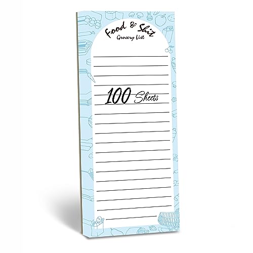 Hebayy 100 Blätter Einkaufsliste, Magnetischer Notizblock Food&Shit Lustige Einkaufsliste Magnetischer Abreißblock To-Do-Liste Planer für den Kühlschrank (7.6cm x 20cm) von Hebayy