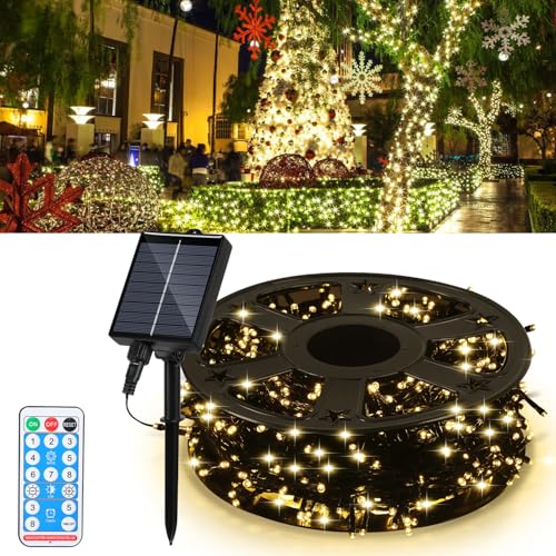 Hebitod Solar Lichterkette Außen 80M 800 LED, USB & Solar Ladefunktion, 8 Modi & Timer, IP44 Wasserdicht, Solarlichterkette Outdoor für Garten Terrasse Balkon Hochzeit Party, Warmweiß von Hebitod