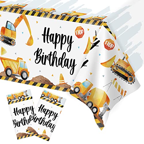 2 Stück Bagger Geburtstag Deko Tischdecke, 137 x 274cm Wasserdicht Plastik Tischdecke Kindergeburtstag für 16-20 Gäste von Heboland