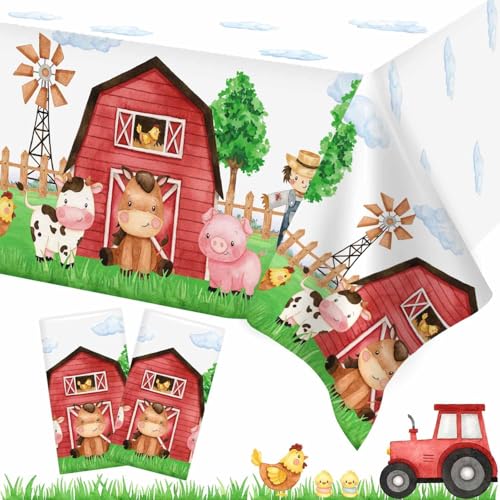 Bauernhof Geburtstag Deko Tischdecke, 2 Stück Tischdecke Kindergeburtstag aus PEVA für Geburtstagsdeko Bauernhof Junge und Mädchen, 137 x 274cm Bauernhof Geburtstag Deko Tischdecke, 2 Stück Tischdecke Kindergeburtstag aus PEVA für Geburtstagsdeko Bauernhof Junge und Mädchen, 137 x 274cm von Heboland