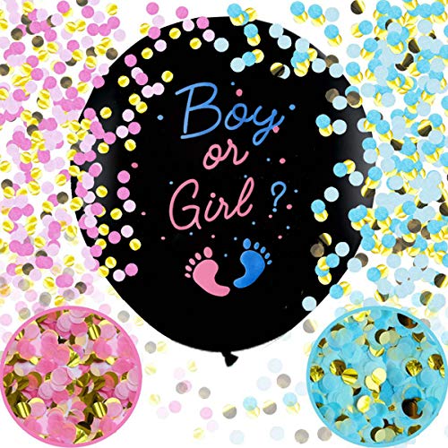 Gender Reveal Ballon 2 Stück 36 Zoll XXL Geschlecht Verkünden Ballons Boy or Girl Konfetti Füllung Rosa Blau Offenbaren Ballon Dekoration Babyshower Party von Heboland