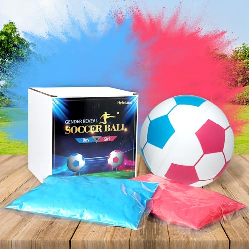 Heboland Gender Reveal Fussball mit Pulver, Explodiert Blau oder Rosa Pulver für Jungen oder Mädchen Überraschung Geschlecht Verkünden von Heboland
