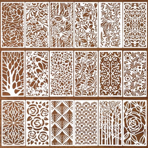 Heclia Kunststoff Schablonen Set Schablonen zum Malen 18 Stück abstrakte Schichtschablone Wiederverwendbare Geometrische Malschablonen Malen Texturvorlagen für Boden Deko DIY Scrapbooking Heclia Kunststoff Schablonen Set Schablonen zum Malen 18 Stück abstrakte Schichtschablone Wiederverwendbare Geometrische Malschablonen Malen Texturvorlagen für Boden Deko DIY Scrapbooking von Heclia