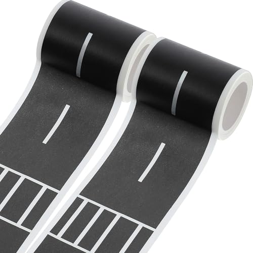 Heclia Straße Washi Tape 2 Rollen Fahrbahn-Klebeband abnehmbare Auto-Straßen-Klebeband-Aufkleber 45,7 m Rückstandsfrei Haftet auf Flachen Oder Gebogenen Oberflächen für Renn- und Party-Dekoration von Heclia