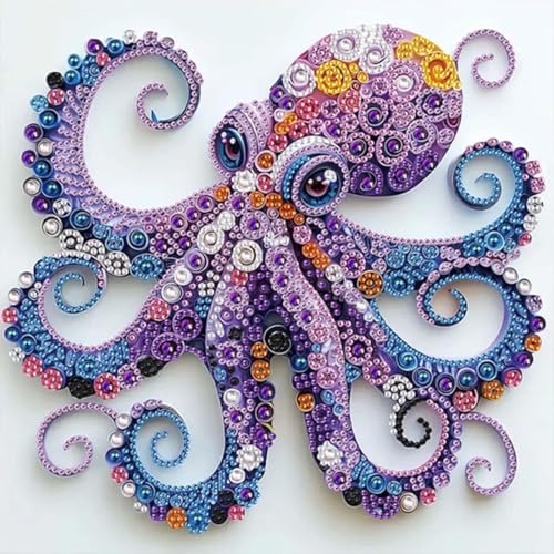 5D Diamant Painting Oktopus–DIY Diamond Painting Tiere Set für Die Kunst der peinture diamant für Anfänger,In Sonderform mit Strasssteinen,Erwachsener Geeignet für die Wanddekoration zu Hause 30x30cm von HecticCore