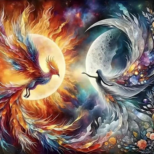 5D Diamond painting-Malerei Phoenix für Erwachsene, Sun and Moon diamond painting,DIY Diamant-Kunst-Set,Komplettes rundes Diamant-Malset, Phönix Diamantmalerei für Wanddekoration zu Hause, 30x30 cm 5D Diamond painting-Malerei Phoenix für Erwachsene, Sun and Moon diamond painting,DIY Diamant-Kunst-Set,Komplettes rundes Diamant-Malset, Phönix Diamantmalerei für Wanddekoration zu Hause, 30x30 cm von HecticCore