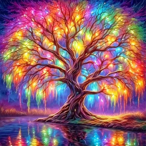 Baum des Lebens Diamond Painting 5D DIY Kit Bunter Zauberbaum Diamant Kunst Kits für Erwachsene & Kinder - Rund Vollbohrer Diamant Kunst Malerei Stickerei Set, Anfängerfreundlich, Wanddeko（30x30cm） von HecticCore