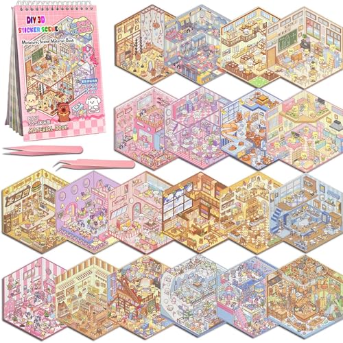 DIY 3D Hausaufkleber Set mit 20 Szenen – Miniatur Haus Sticker 3D mit Pinzette, Sticker Szene Buch für Erwachsene & Kinder, Aufkleber-Szene zur Entspannung & Kreativität, lustige diy aufkleber szenen DIY 3D Hausaufkleber Set mit 20 Szenen – Miniatur Haus Sticker 3D mit Pinzette, Sticker Szene Buch für Erwachsene & Kinder, Aufkleber-Szene zur Entspannung & Kreativität, lustige diy aufkleber szenen von HecticCore