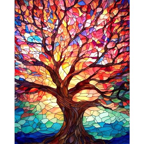 HecticCore Malen Nach Zahlen für Erwachsene - DIY Bunt groß Baum Ölgemälde Kit ohne Rahmen, Inklusive Acrylfarben und Pinsel, für Einsteiger, Handgemalte Leinwandkunst für Heimdekoration 40x50 cm HecticCore Malen Nach Zahlen für Erwachsene - DIY Bunt groß Baum Ölgemälde Kit ohne Rahmen, Inklusive Acrylfarben und Pinsel, für Einsteiger, Handgemalte Leinwandkunst für Heimdekoration 40x50 cm von HecticCore