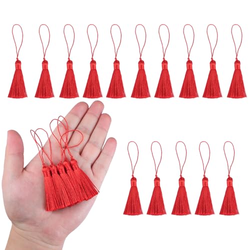 HedongHexi Mini-Lesezeichen-Quasten, 10 cm, mit Schlaufen für Schlüsselanhänger, Ohrringe, Lesezeichen, Schmuckherstellung, DIY-Projekte, Rot, 45 Stück HedongHexi Mini-Lesezeichen-Quasten, 10 cm, mit Schlaufen für Schlüsselanhänger, Ohrringe, Lesezeichen, Schmuckherstellung, DIY-Projekte, Rot, 45 Stück von HedongHexi