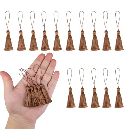 HedongHexi Mini-Lesezeichen-Quasten, 10 cm, mit Schlaufen für Schlüsselanhänger, Ohrringe, Lesezeichen, Schmuckherstellung, DIY-Projekte (Kaffee), 45 Stück von HedongHexi