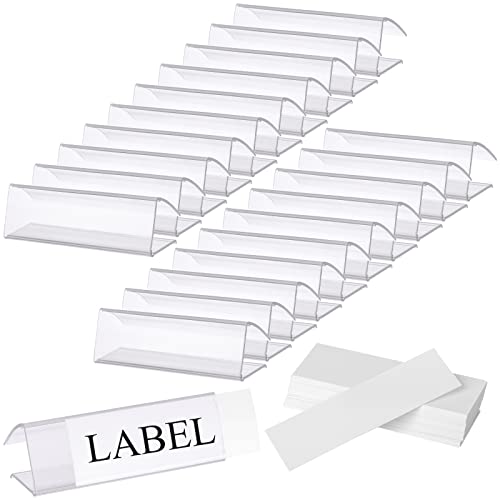 Hedume 100 Stück Kunststoff-Etikettenhalter mit 100 Stück Etiketteneinsätzen, lässt sich an Regalen befestigen, 1.6 cm bis 1.9 cm dick von Hedume