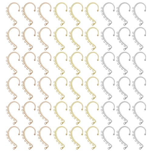 Hedume Ohrmanschetten zum Selbermachen, kein Piercing, Clip-on-Ohrklemme, 7 Löcher für Schmuck, DIY-Schmuckherstellung, Zubehör für Ohrringe (Silber, Gold, Gold), 120 Stück von Hedume