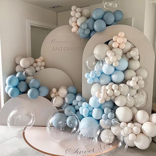 Baby Blue Balloons Arch Kit,122Pcs Dusty Baby Blue Balloons Arch Garland Kit with Sand White,Transparent Balloon for Birthday Party Decoration,Baby Shower,Graduation,Boho Wedding Baby Blue Balloons Arch Kit,122Pcs Dusty Baby Blue Balloons Arch Garland Kit with Sand White,Transparent Balloon for Birthday Party Decoration,Baby Shower,Graduation,Boho Wedding von HeeJoy