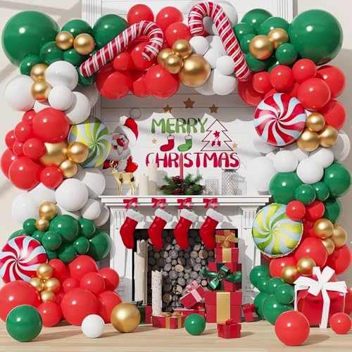 Weihnachtsballonbogen-Set, 135-teiliges Weihnachtsballon-Girlandenbogen-Set mit roten und grünen Latexballons, Zuckerstangen-Folienballons für Weihnachtsfeier, Weihnachtsdekoration, Weihnachtsballonbogen-Set, 135-teiliges Weihnachtsballon-Girlandenbogen-Set mit roten und grünen Latexballons, Zuckerstangen-Folienballons für Weihnachtsfeier, Weihnachtsdekoration, von HeeJoy