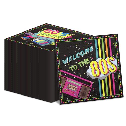 100 Stück 33 x 33 cm 80er-Jahre-Servietten, Dekorationen für die 80er-Jahre-Party-Dekorationen 100 Stück 33 x 33 cm 80er-Jahre-Servietten, Dekorationen für die 80er-Jahre-Party-Dekorationen von Hegbolke