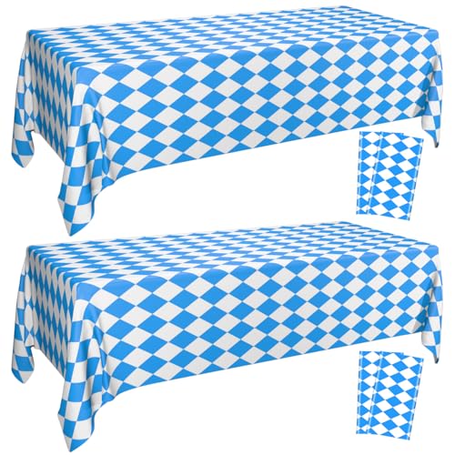 4 Pack Oktoberfest Tischdecken - Blau und weiß Karierte Tischdecke Biertischdecken Rechteckige Oktoberfest Tischdecken für deutsche Oktoberfest Dekorationen Zubehör, 220x130cm von Hegbolke