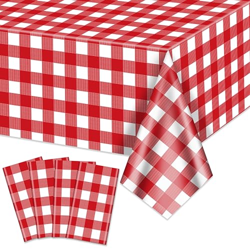 4 Pack rote Gingham Tischdecken, rote und weiße Karierte Tischdecken 86,6 x 51,2 Zoll Gingham Tabelle deckt rechteckig wasserdicht Picknick Tischdecken für Geburtstag Party Urlaub Zubehör 4 Pack rote Gingham Tischdecken, rote und weiße Karierte Tischdecken 86,6 x 51,2 Zoll Gingham Tabelle deckt rechteckig wasserdicht Picknick Tischdecken für Geburtstag Party Urlaub Zubehör von Hegbolke