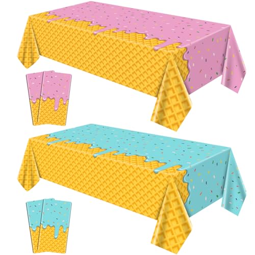 4Pcs Ice Cream Party Dekorationen Tischdecken, Ice Cream Tischdecke für Kinder Baby Dusche Süße EIN Geburtstag Donut Theme Party, 51 x 86 Zoll von Hegbolke