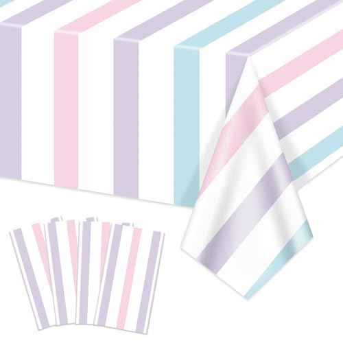 4Pcs Pastell Streifen Tischdecken, EIS Tischdecke für Kinder Baby Dusche Sweet EIN Geburtstag Donut Theme Party, 130x220cm 4Pcs Pastell Streifen Tischdecken, EIS Tischdecke für Kinder Baby Dusche Sweet EIN Geburtstag Donut Theme Party, 130x220cm von Hegbolke