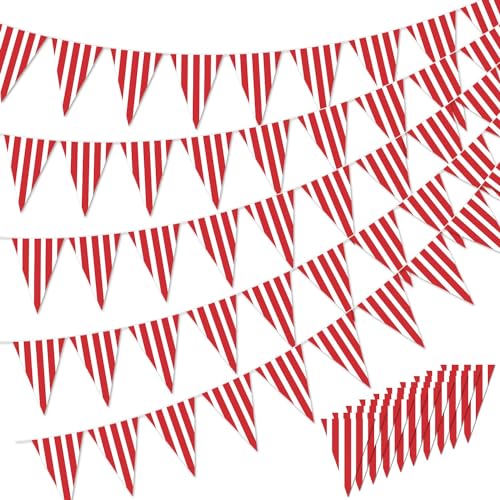 Hegbolke 5er-Pack Rot-weiß Gestreifte Wimpel Banner Fahnen Karneval Zirkus Dekorationen, Silvester-Feier Hegbolke 5er-Pack Rot-weiß Gestreifte Wimpel Banner Fahnen Karneval Zirkus Dekorationen, Silvester-Feier von Hegbolke